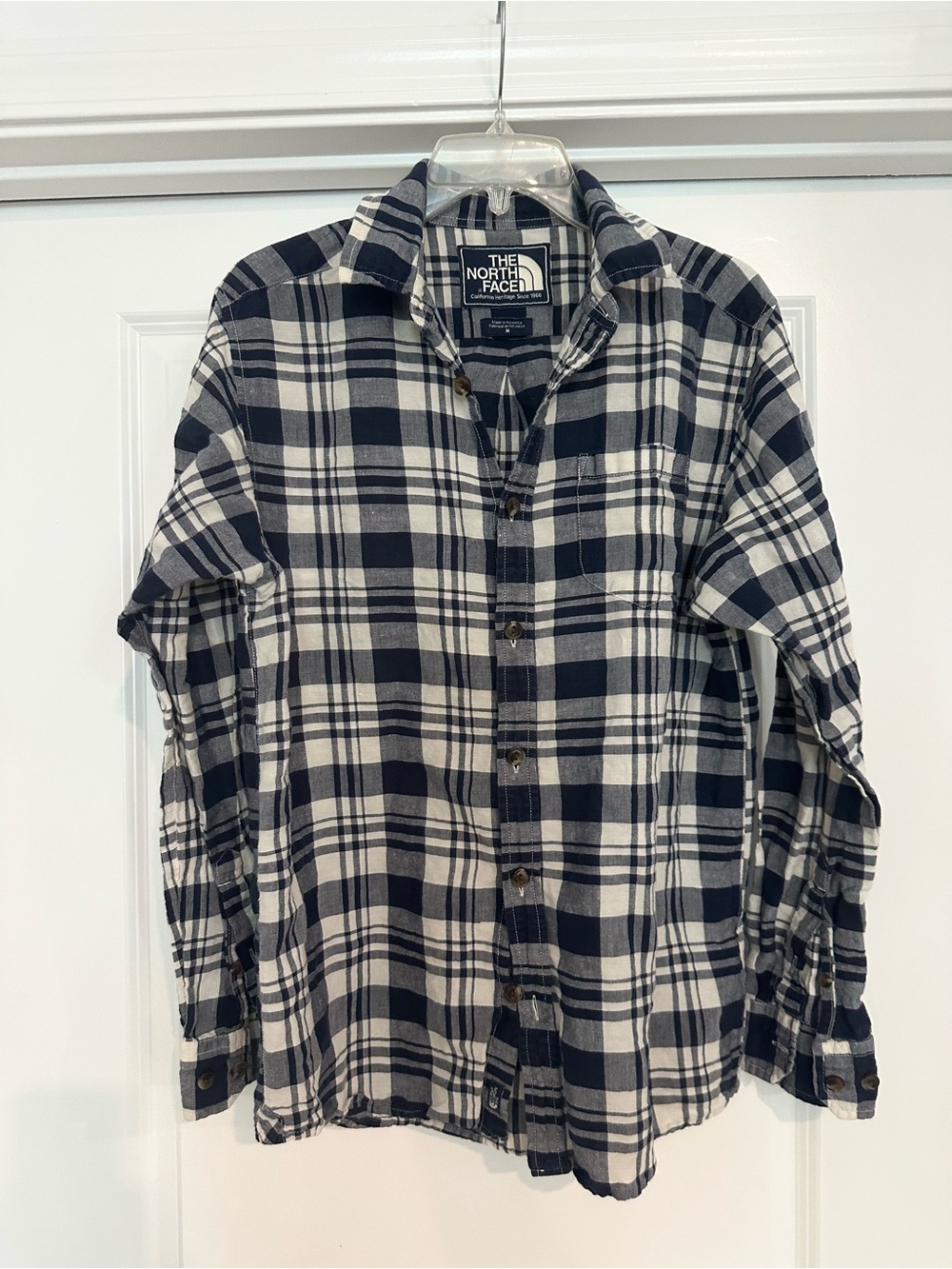 The North Face Navy & White Plaid Button-Down Shirt